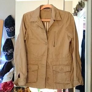 LIZ CLAIBORNE JACKET BEIGE BUTTON DOWN BMAZER COAT SIZE MEDIUM